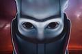 An extreme close-up shot of the Witness from Destiny 2 The Final Shape, placed against a blurred background of the Salvation's Edge raid.